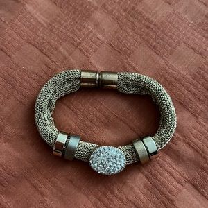 Gold Metal and Mesh Bracelet